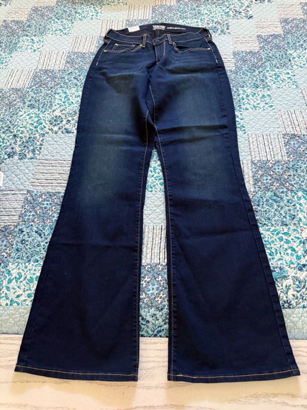 Signature by Levi Strauss Dark Blue Curvy Boot Cut Jeans